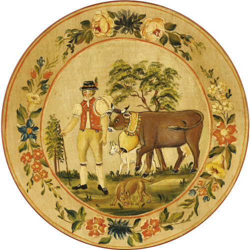 CONRAD STARCK : Appenzeller Bauer mit Kuh, Ziege und Hund (DOBIASCHOFSKY AUKTIONEN AG)