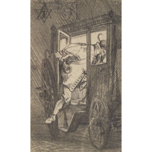 HANS MAKART : Einstieg vor dem Gasthaus (DOBIASCHOFSKY AUKTIONEN AG)