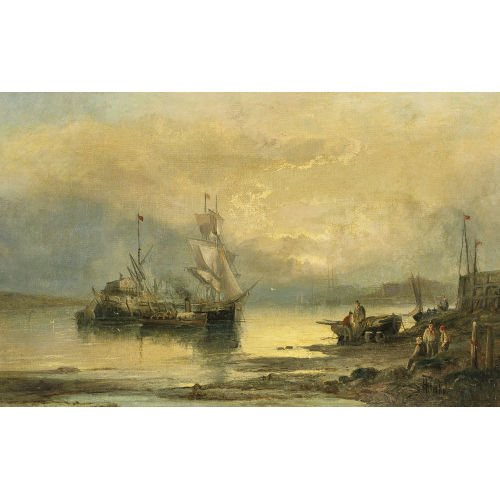 WILLIAM GEORGES THORNLEY : Strandszene mit Fischern und Booten (DOBIASCHOFSKY AUKTIONEN AG)
