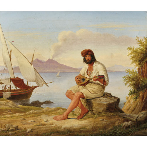 L�OPOLD LOUIS ROBERT : Mandolinenspieler vor Vesuvlandschaft (DOBIASCHOFSKY AUKTIONEN AG)