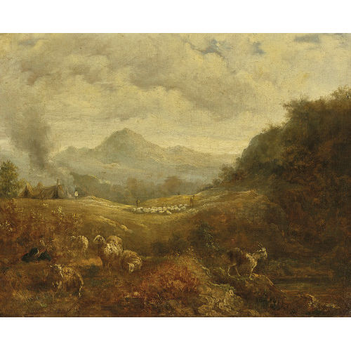 19. JH. FRANKREICH : Berglandschaft mit Schafherde und Ziege (DOBIASCHOFSKY AUKTIONEN AG)