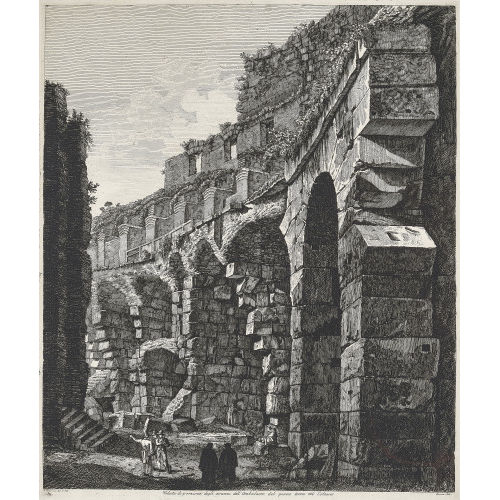 LUIGI ROSSINI : 'Veduta di porzione degli avanzi dell'Ambulacro del piano terra nel Colosseo' (DOBIASCHOFSKY AUKTIONEN AG)
