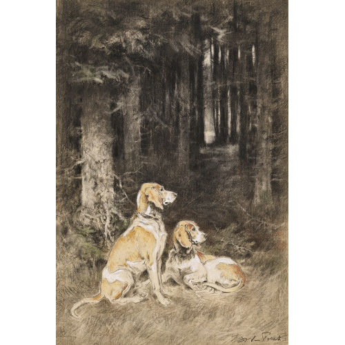 XAVIER DE PORET : Das Jagdhundepaar (DOBIASCHOFSKY AUKTIONEN AG)