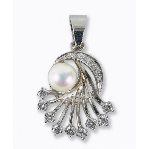 PERLEN-DIAMANT-ANH�NGER : (DOBIASCHOFSKY AUKTIONEN AG)