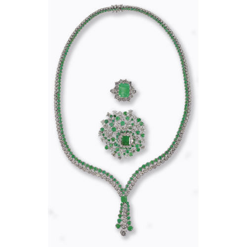 SMARAGD-DIAMANT-SET : (DOBIASCHOFSKY AUKTIONEN AG)