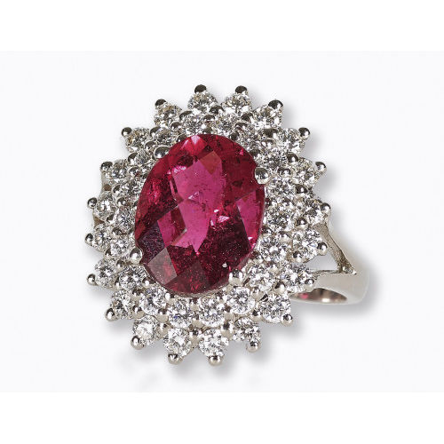 TURMALIN-DIAMANT-RING : (DOBIASCHOFSKY AUKTIONEN AG)