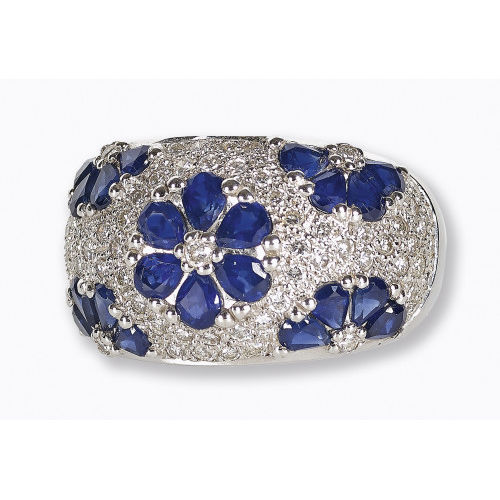 SAPHIR-DIAMANT-RING : (DOBIASCHOFSKY AUKTIONEN AG)