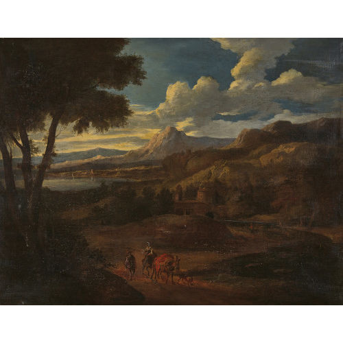 17./18. JH. ITALIEN : Weite Landschaft mit Reisenden (DOBIASCHOFSKY AUKTIONEN AG)