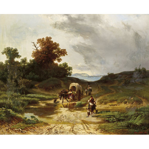JOHANN MALI : Gewitterstimmung mit Planwagen (DOBIASCHOFSKY AUKTIONEN AG)