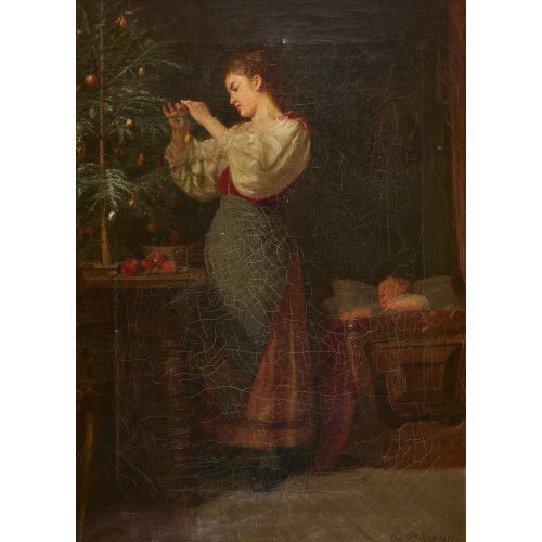 EDUARD PFYFFER : Mutter beim Schm�cken des Weihnachtsbaumes (DOBIASCHOFSKY AUKTIONEN AG)