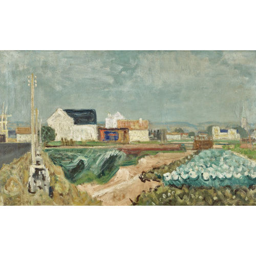 FRED STAUFFER : Feldlandschaft am Ortsrand (DOBIASCHOFSKY AUKTIONEN AG)