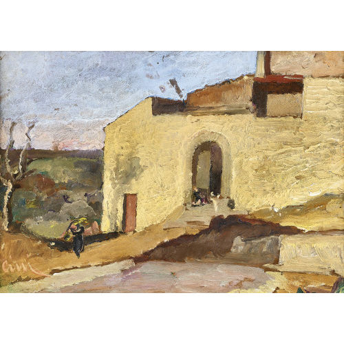 ALFREDO CINI : Devant la porte du ch�teau de Sion (DOBIASCHOFSKY AUKTIONEN AG)