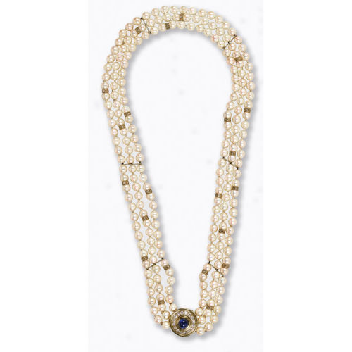 PERLEN-SAPHIR-BRILLANT-COLLIER : (DOBIASCHOFSKY AUKTIONEN AG)