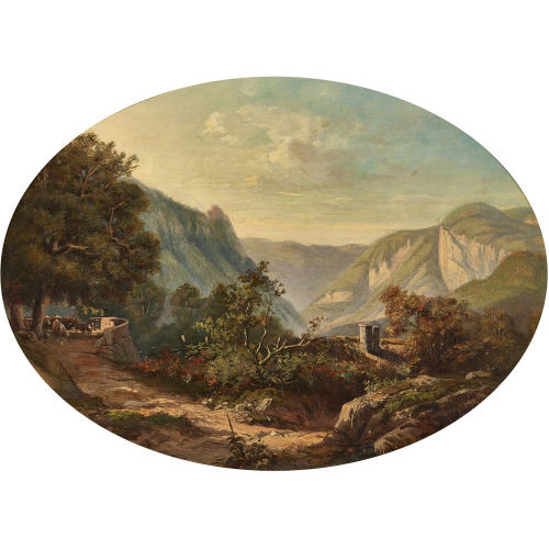 19. JH. SCHWEIZ : Blick von der Aussichtsplattform ins Bergtal (DOBIASCHOFSKY AUKTIONEN AG)