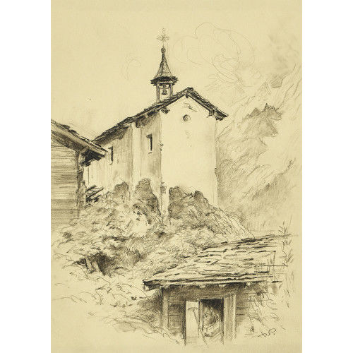 XAVIER DE PORET : Die Kapelle in Eisten im Loetschental (DOBIASCHOFSKY AUKTIONEN AG)