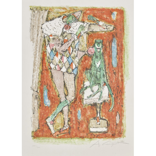 ALOIS CARIGIET : 'Harlekin mit Diavolo' (DOBIASCHOFSKY AUKTIONEN AG)
