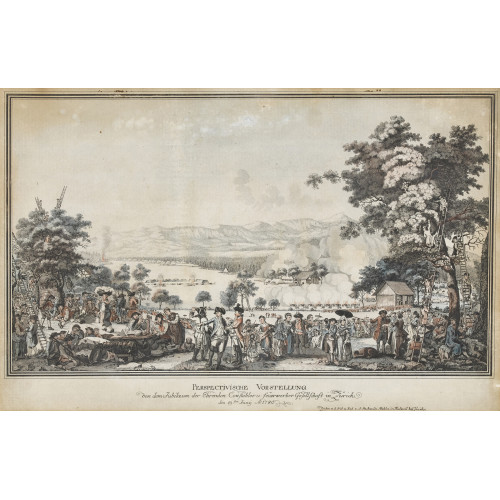 JOHANN JAKOB ASCHMANN : 'Perspectivische Vorstellung von dem Jubilaeum Ehrenden Constabler u. fe�erwerker Gesellschaft in Z�rich den 19ten Jun� Ao 1786' (DOBIASCHOFSKY AUKTIONEN AG)