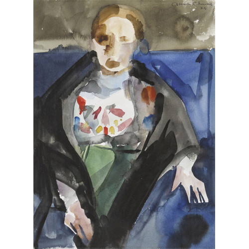 ALBERT CHAVAZ : Sitzende Frau mit schwarzer Stola (DOBIASCHOFSKY AUKTIONEN AG)