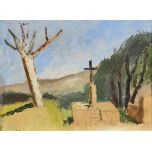 MAURICE LOUIS SAVIN : Sonnige Landschaft mit Kreuz (DOBIASCHOFSKY AUKTIONEN AG)