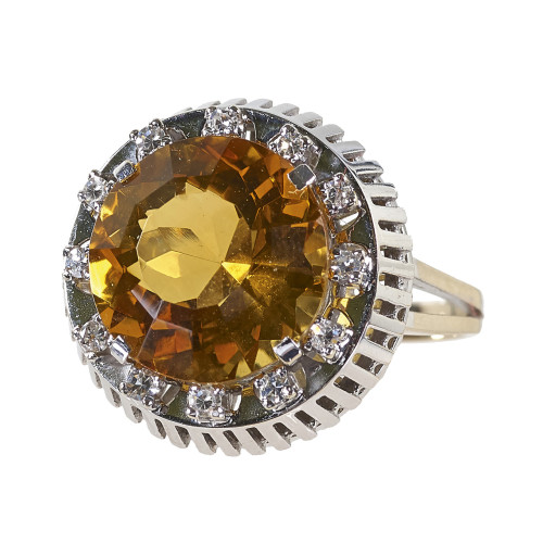 CITRIN-DIAMANT-RING : (DOBIASCHOFSKY AUKTIONEN AG)