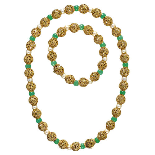 CHRYSOPRAS-PERLEN-SET : (DOBIASCHOFSKY AUKTIONEN AG)