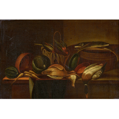 17./18. JH. FL�MISCH : K�chenstillleben mit erlegtem Federvieh und Fischen (DOBIASCHOFSKY AUKTIONEN AG)