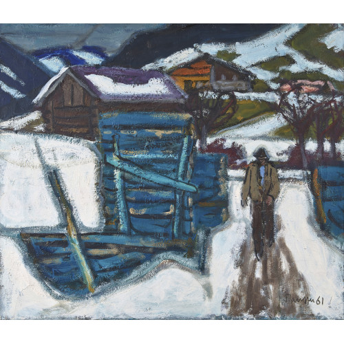 FRED STAUFFER : Voralpenlandschaft mit Schnee (DOBIASCHOFSKY AUKTIONEN AG)