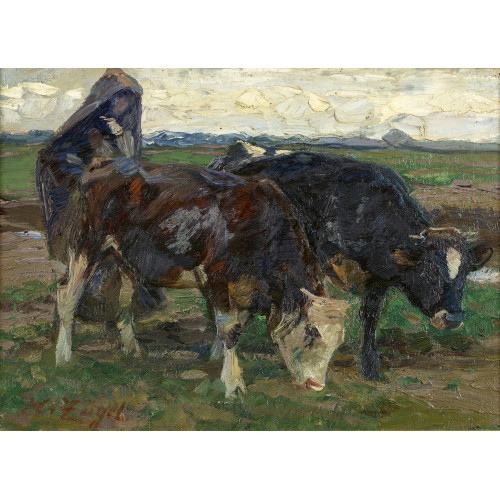 HEINRICH VON Z�GEL : Hirt mit K�hen auf dem Feld (DOBIASCHOFSKY AUKTIONEN AG)