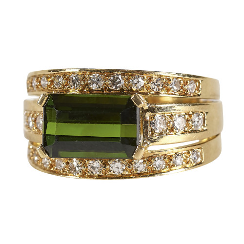TURMALIN-BRILLANT-RING : Bucherer, Luzern (DOBIASCHOFSKY AUKTIONEN AG)