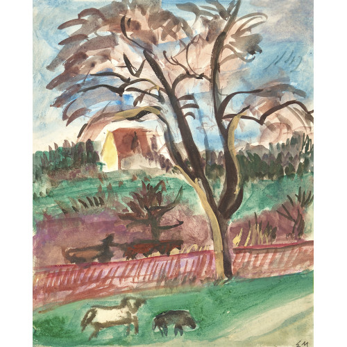 ERNST MORGENTHALER : Landschaft mit Baum und Schafen (DOBIASCHOFSKY AUKTIONEN AG)