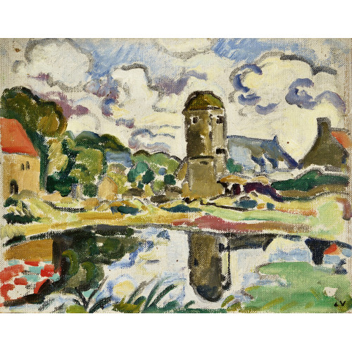 LOUIS VALTAT : '�glise devant un �tang en Normandie' (DOBIASCHOFSKY AUKTIONEN AG)