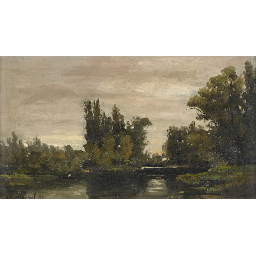 ACHILLE KOETSCHET : Flusslandschaft mit Boot (DOBIASCHOFSKY AUKTIONEN AG)