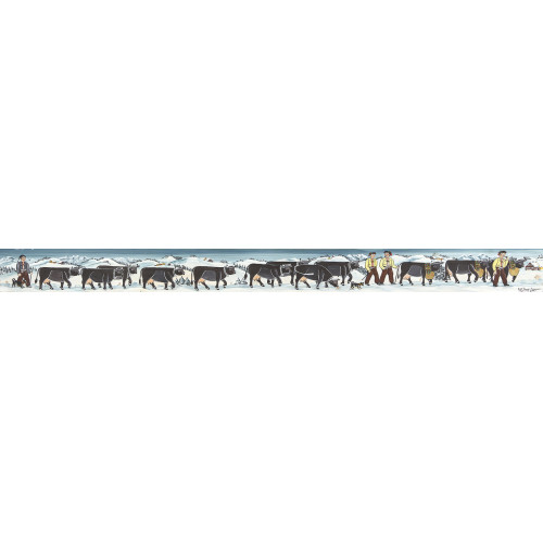 RUTH TANNER : Appenzeller Bauern mit K�hen in Winterlandschaft (DOBIASCHOFSKY AUKTIONEN AG)