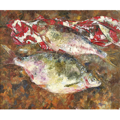 CURT MANZ : Stillleben mit Fischen und Draperie (DOBIASCHOFSKY AUKTIONEN AG)