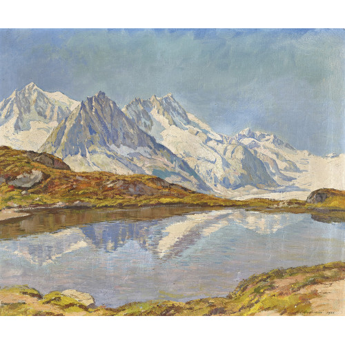 HENRI �DOUARD HUGUENIN-VIRCHAUX : 'Vue du petit lac du T�ligrat' (DOBIASCHOFSKY AUKTIONEN AG)