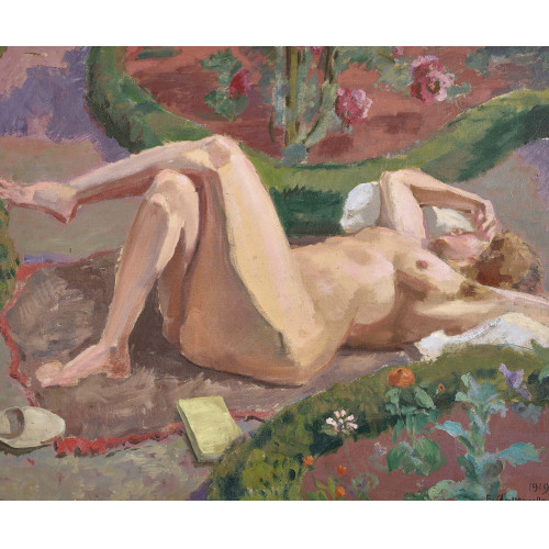 CHARLES FELIX APPENZELLER : Liegender weiblicher Akt im Garten (DOBIASCHOFSKY AUKTIONEN AG)