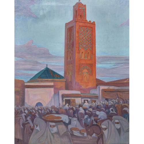 MAURICE RODIEUX : Marktszene in Marrakesch (DOBIASCHOFSKY AUKTIONEN AG)