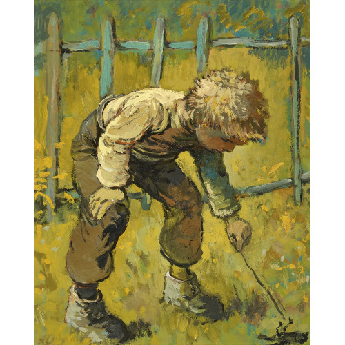 KARL SCHENK : Neugieriger Knabe mit leblosem Vogel (DOBIASCHOFSKY AUKTIONEN AG)