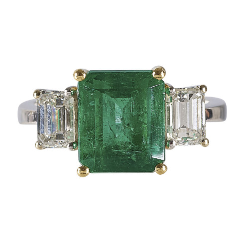SMARAGD-DIAMANT-RING : (DOBIASCHOFSKY AUKTIONEN AG)