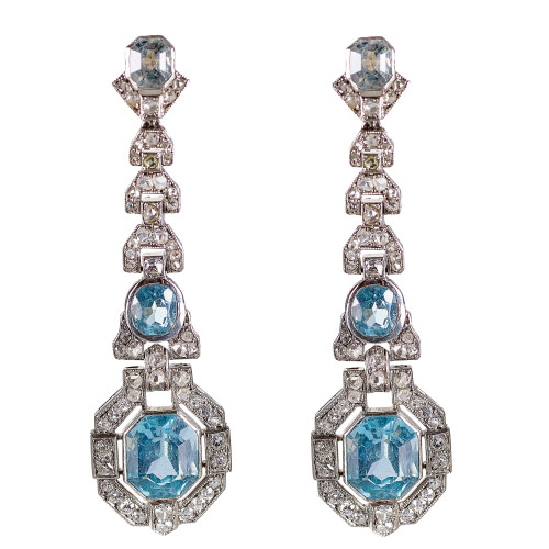 AQUAMARIN-DIAMANT-OHRH�NGER : (DOBIASCHOFSKY AUKTIONEN AG)