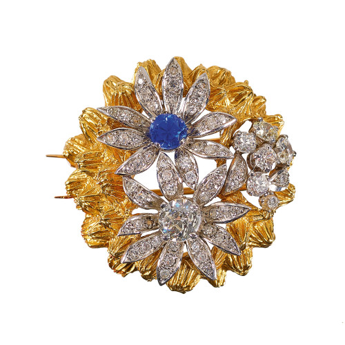 SAPHIR-DIAMANT-BROSCHE : Frankreich (DOBIASCHOFSKY AUKTIONEN AG)