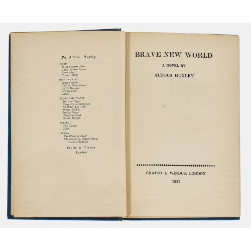 ALDOUS HUXLEY : 'Brave new world' (DOBIASCHOFSKY AUKTIONEN AG)