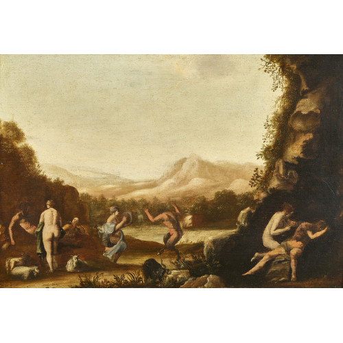 CORNELIS VAN POELENBURCH : Nymphen und Satyrn in h�geliger Landschaft (DOBIASCHOFSKY AUKTIONEN AG)