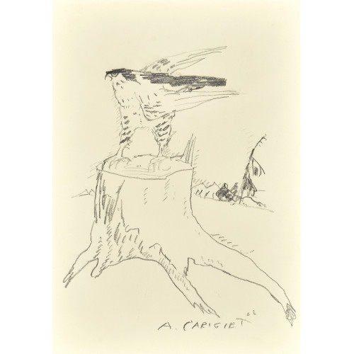 ALOIS CARIGIET : Falke auf Baumstrunk (DOBIASCHOFSKY AUKTIONEN AG)