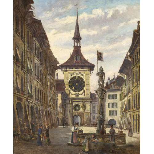 EDUARD HOSCH : 'Berner Kramgasse beim Zytgloggenturm' (DOBIASCHOFSKY AUKTIONEN AG)