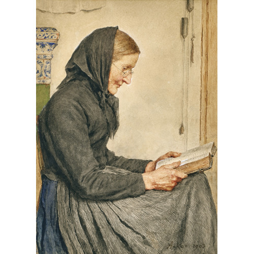 ALBERT ANKER : Lesende Frau am Kachelofen (DOBIASCHOFSKY AUKTIONEN AG)