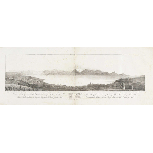 19. JH. SCHWEIZ : 'Vue du Lac de Gen�ve, de la Chaine des Alpes et du Mont Blanc Prise du Ch�teau d'Echichens, au dessus de Morges, petite ville dans le Canton de Vaud' (DOBIASCHOFSKY AUKTIONEN AG)