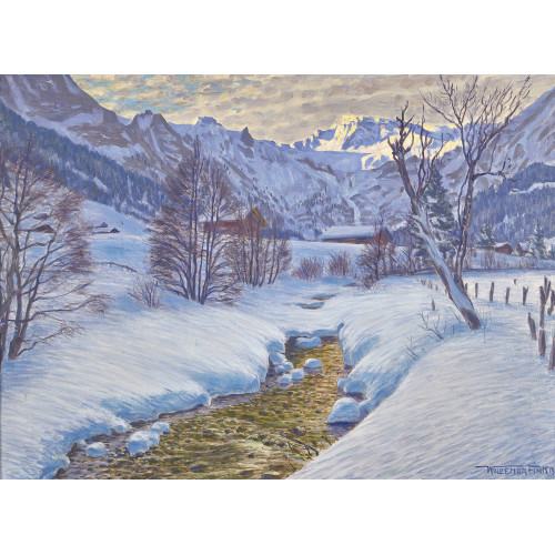 WALDEMAR THEOPHIL FINK : 'Wintermorgen am Engstligbach' (DOBIASCHOFSKY AUKTIONEN AG)