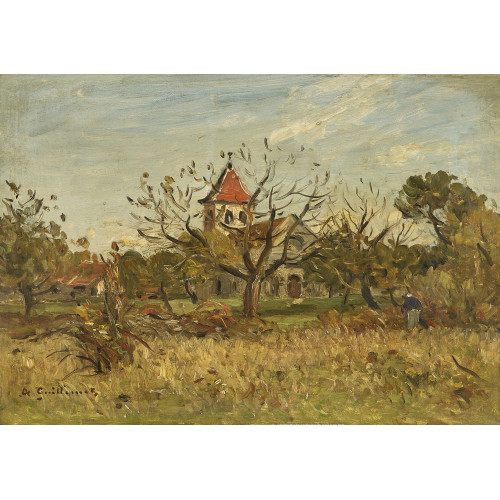 JEAN BAPTISTE ANTOINE GUILLEMET : Herbstlandschaft mit Kirche (DOBIASCHOFSKY AUKTIONEN AG)
