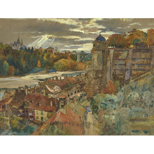 ADOLF TI�CHE : Blick auf die Berner M�nsterplattform mit Aare (DOBIASCHOFSKY AUKTIONEN AG)